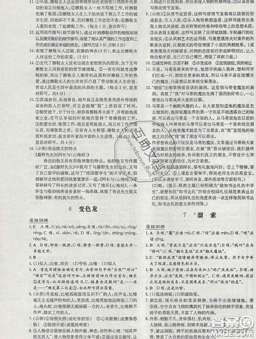 2020新版练案课时作业本九年级语文下册人教版答案