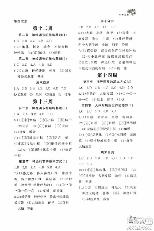 伴你学2020新课程助学丛书生物学七年级下册最新版答案 伴你学2020新课程助学丛书生物学七年级下册最新版答案