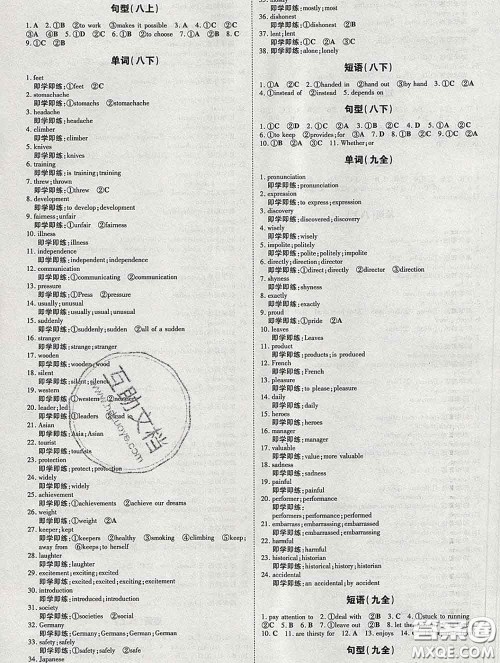 2020新版练案课时作业本九年级英语下册人教版答案