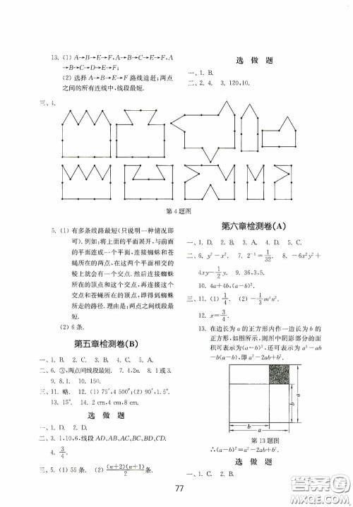 山东教育出版社2020初中基础训练六年级数学下册54学制版答案