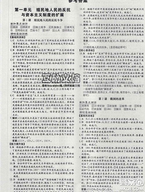 2020新版练案课时作业本九年级历史下册人教版答案