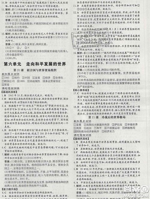 2020新版练案课时作业本九年级历史下册人教版答案