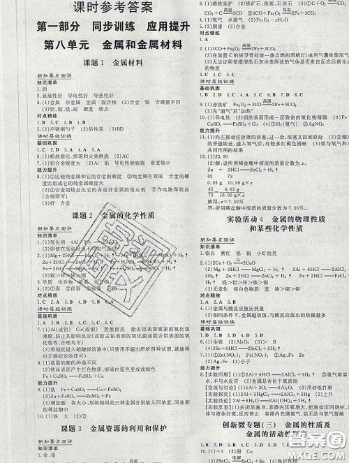 2020新版练案课时作业本九年级化学下册人教版答案