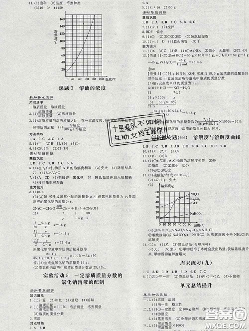 2020新版练案课时作业本九年级化学下册人教版答案