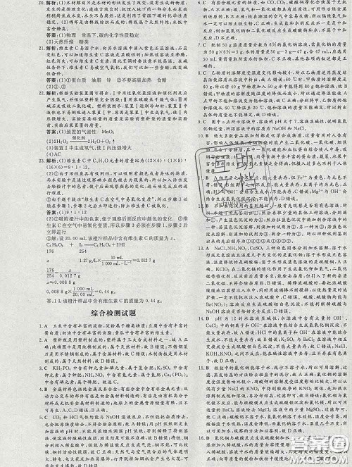 2020新版练案课时作业本九年级化学下册人教版答案
