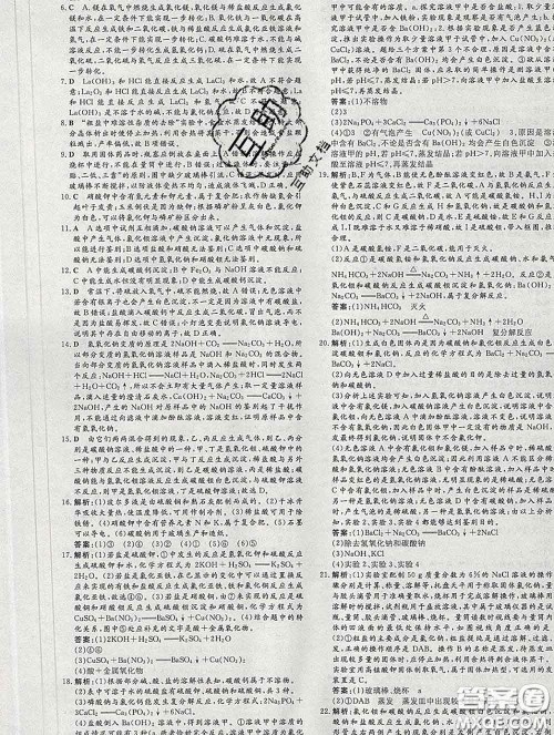 2020新版练案课时作业本九年级化学下册人教版答案