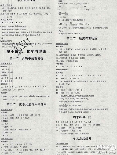 2020新版练案课时作业本九年级化学下册鲁教版答案