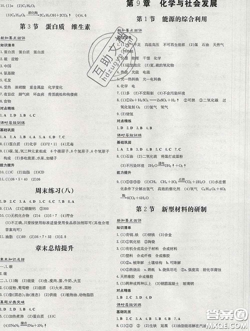 2020新版练案课时作业本九年级化学下册沪教版答案