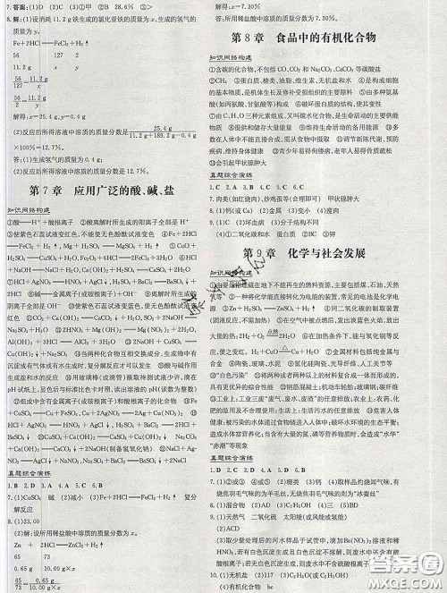 2020新版练案课时作业本九年级化学下册沪教版答案