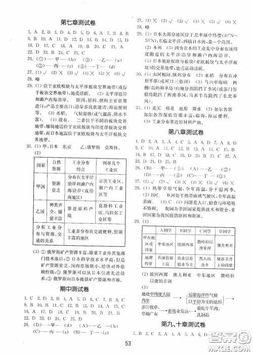 山东教育出版社2020初中基础训练六年级地理下册54学制版答案 山东教育出版社2020初中基础训练六年级地理下册54学制版答案