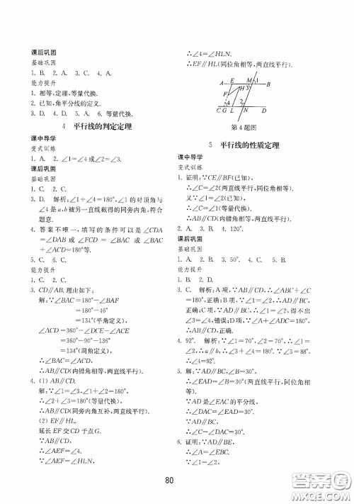 山东教育出版社2020初中基础训练七年级数学下册54学制版答案