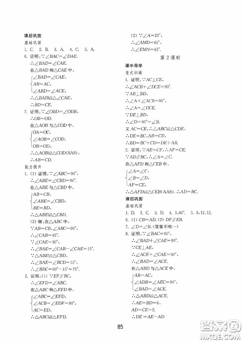 山东教育出版社2020初中基础训练七年级数学下册54学制版答案