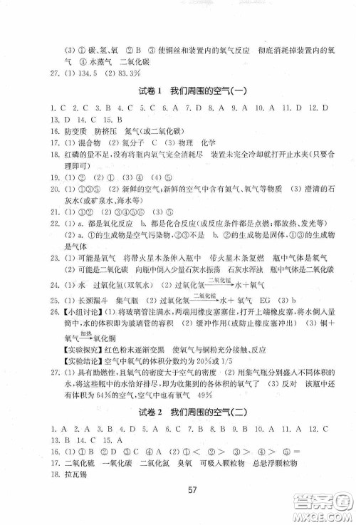 山东教育出版社2020初中基础训练八年级化学下册54学制版答案