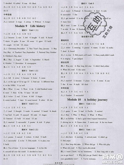 2020春高效课时通10分钟掌握课堂七年级英语下册外研版参考答案