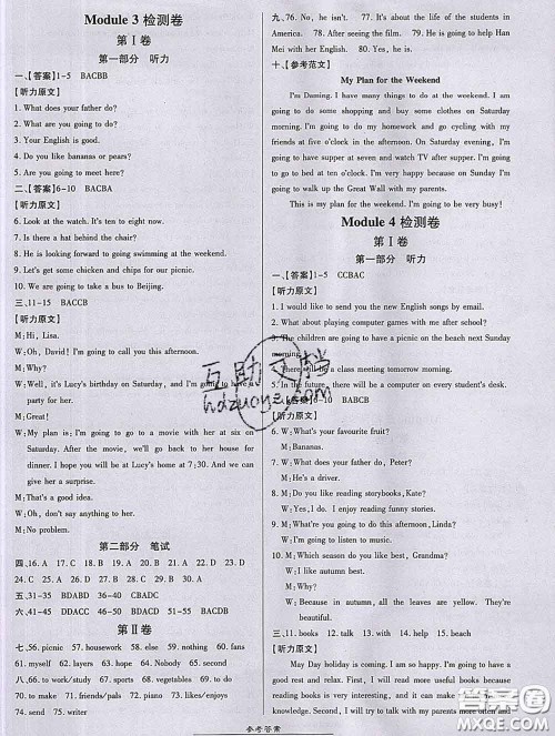 2020春高效课时通10分钟掌握课堂七年级英语下册外研版参考答案