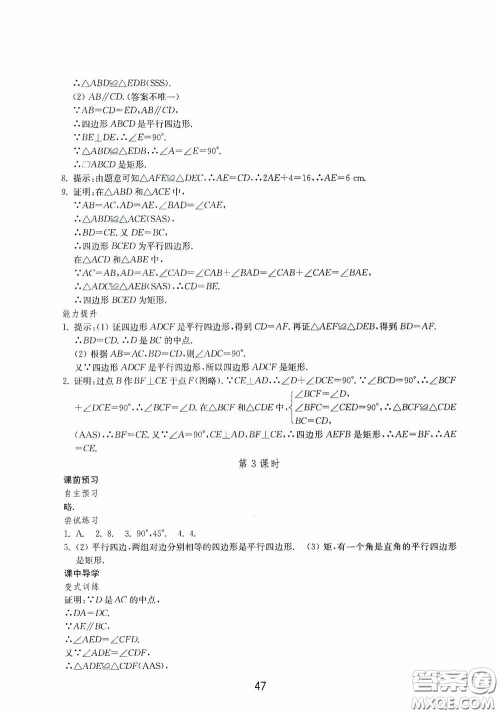 山东教育出版社2020初中基础训练八年级数学下册54学制答案