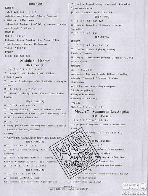 2020春高效课时通10分钟掌握课堂八年级英语下册外研版参考答案