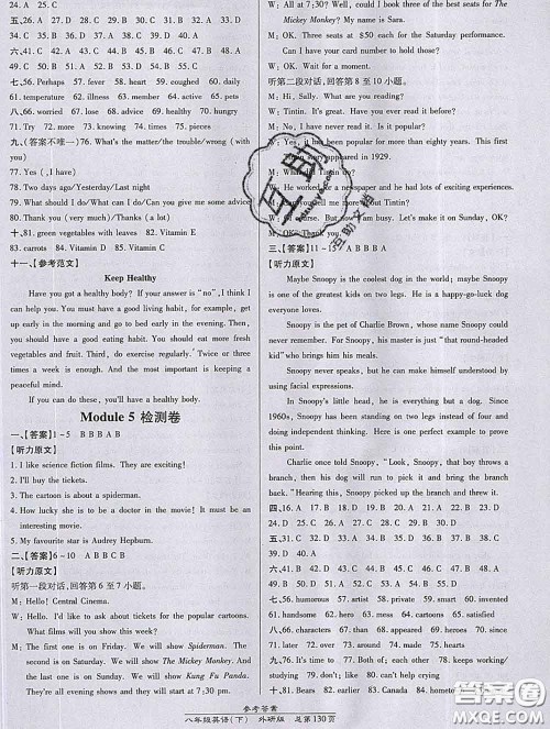 2020春高效课时通10分钟掌握课堂八年级英语下册外研版参考答案