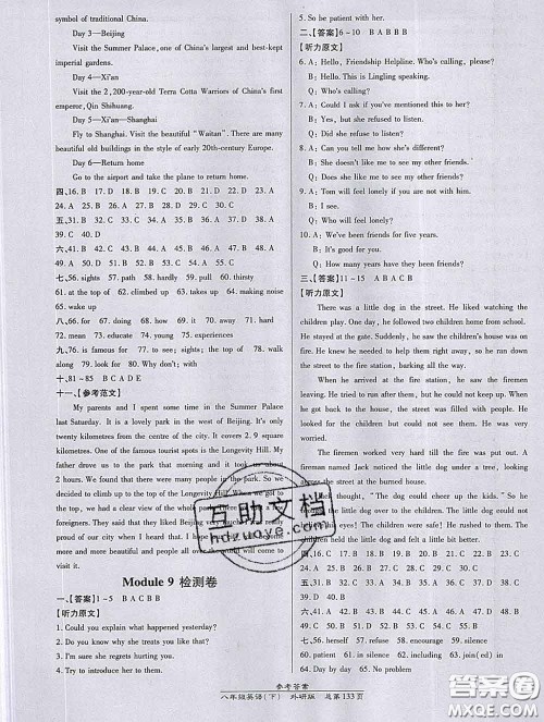 2020春高效课时通10分钟掌握课堂八年级英语下册外研版参考答案