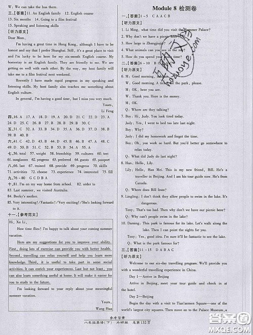 2020春高效课时通10分钟掌握课堂八年级英语下册外研版参考答案