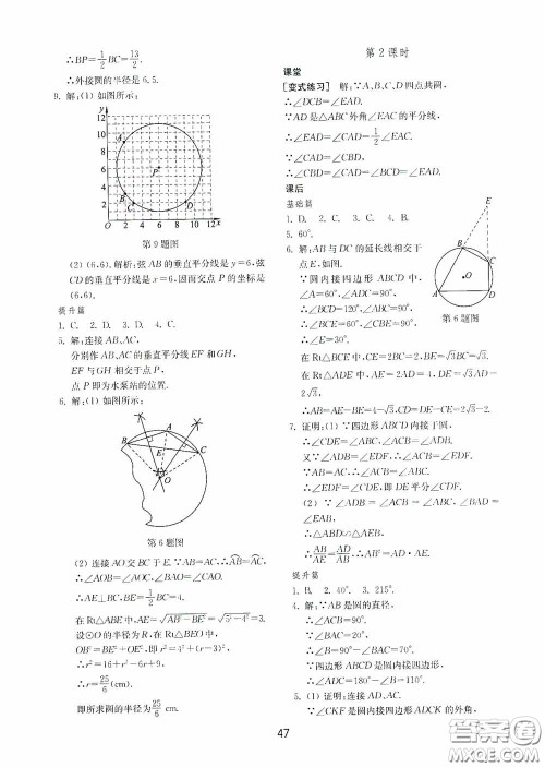 山东教育出版社2020初中基础训练九年级数学下册54学制答案