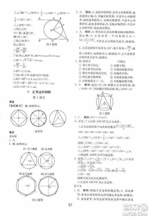 山东教育出版社2020初中基础训练九年级数学下册54学制答案