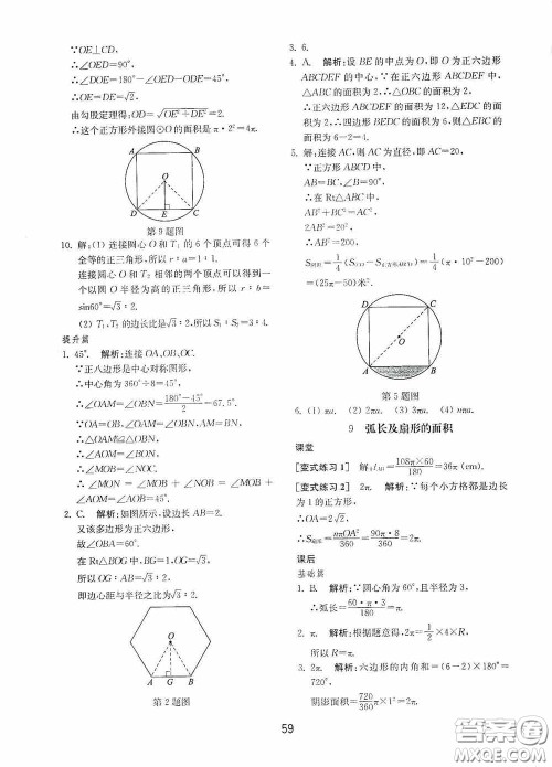 山东教育出版社2020初中基础训练九年级数学下册54学制答案