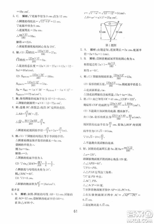 山东教育出版社2020初中基础训练九年级数学下册54学制答案