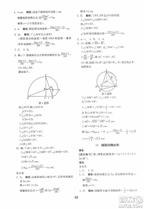 山东教育出版社2020初中基础训练九年级数学下册54学制答案