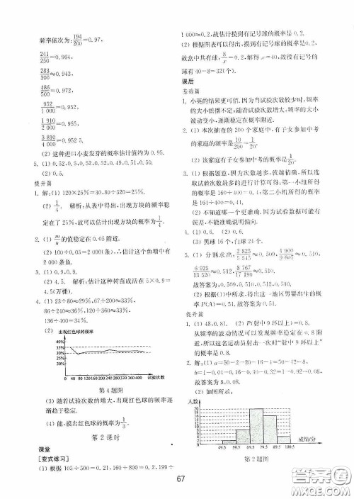 山东教育出版社2020初中基础训练九年级数学下册54学制答案