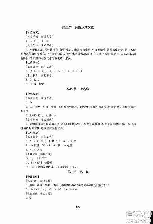 山东教育出版社2020初中基础训练九年级物理下册54学制答案