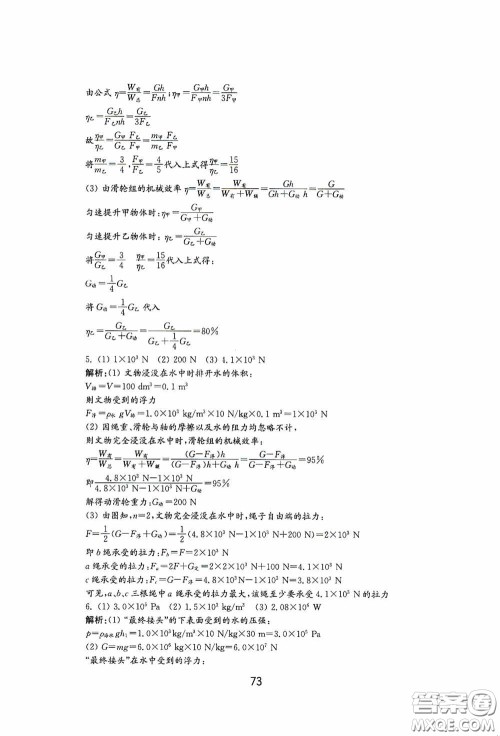 山东教育出版社2020初中基础训练九年级物理下册54学制答案