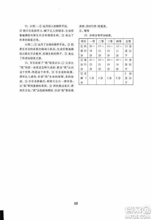 山东教育出版社2020初中基础训练九年级语文下册54学制答案