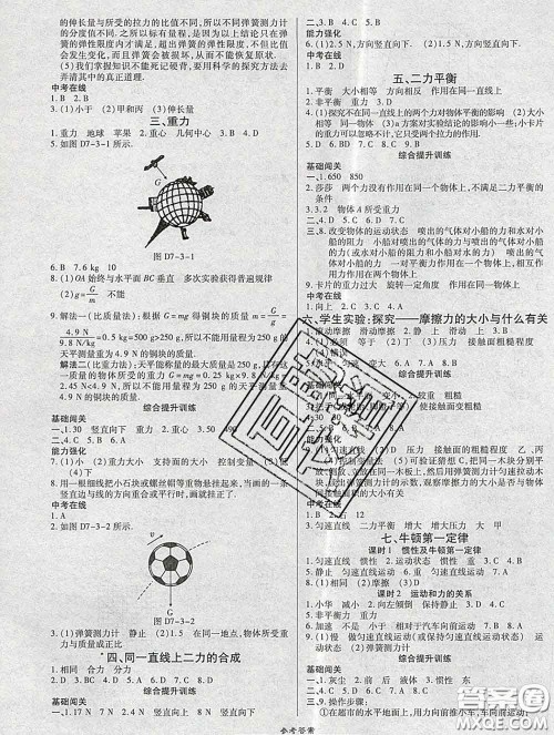 2020春高效课时通10分钟掌握课堂八年级物理下册北师版参考答案