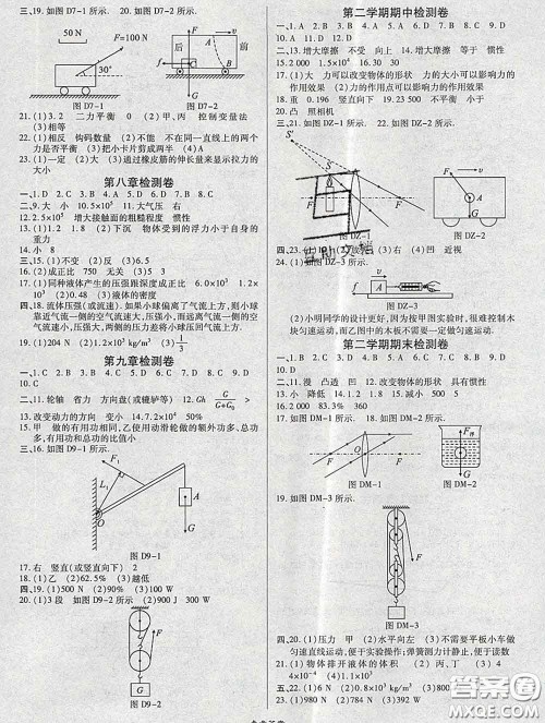 2020春高效课时通10分钟掌握课堂八年级物理下册北师版参考答案