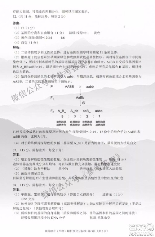 安徽六校教育研究会2020届高三第二次素质测试理科综合答案 安徽六校教育研究会2020届高三第二次素质测试理科综合答案