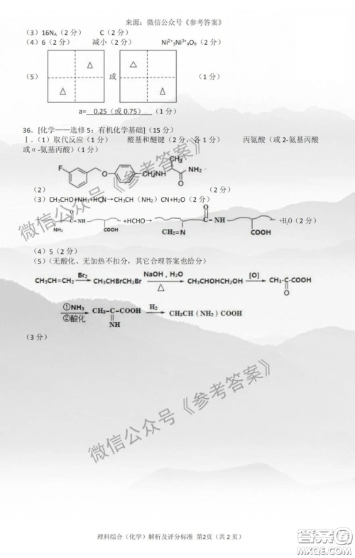安徽六校教育研究会2020届高三第二次素质测试理科综合答案 安徽六校教育研究会2020届高三第二次素质测试理科综合答案