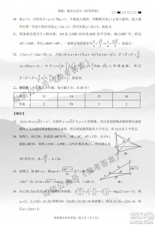 贵阳一中2020届高考适应月考卷六理科数学答案 贵阳一中2020届高考适应月考卷六理科数学答案