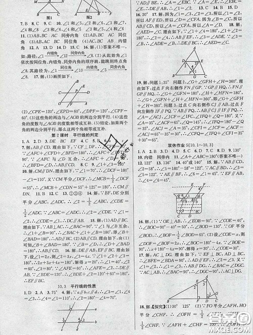 安徽师范大学出版社2020新版课时夺冠七年级数学下册沪科版答案