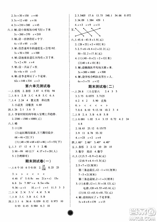 2020年云顶课堂作业创新设计数学四年级下册北师版参考答案