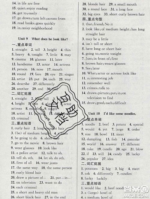 安徽师范大学出版社2020新版课时夺冠七年级英语下册人教版答案