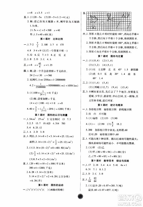 2020年云顶课堂作业创新设计数学六年级下册人教版参考答案 2020年云顶课堂作业创新设计数学六年级下册人教版参考答案