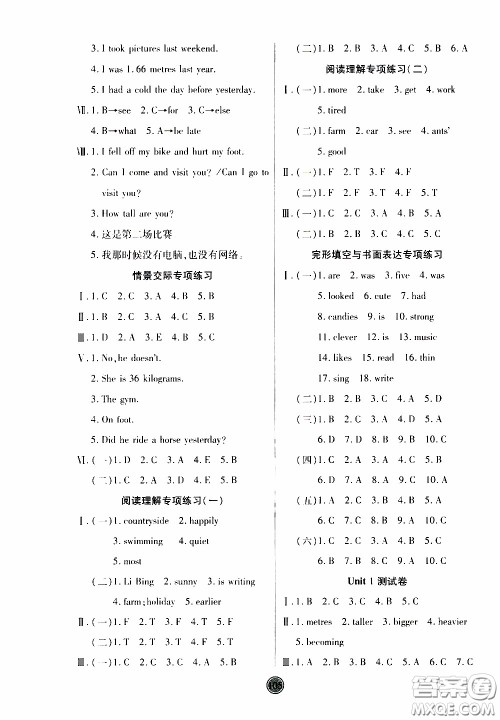 2020年云顶课堂作业创新设计英语六年级下册人教版参考答案 2020年云顶课堂作业创新设计英语六年级下册人教版参考答案