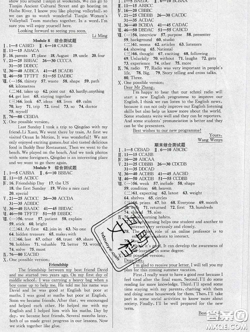 安徽师范大学出版社2020新版课时夺冠八年级英语下册外研版答案 安徽师范大学出版社2020新版课时夺冠八年级英语下册外研版答案