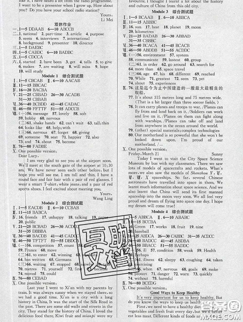 安徽师范大学出版社2020新版课时夺冠八年级英语下册外研版答案