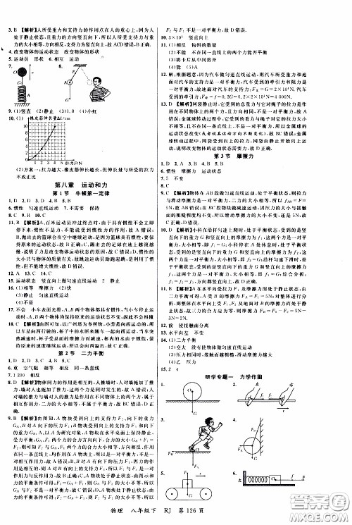 品至教育2020年一线课堂物理八年级下册人教版RJ参考答案