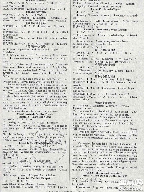安徽师范大学出版社2020新版课时夺冠八年级英语下册冀教版答案 安徽师范大学出版社2020新版课时夺冠八年级英语下册冀教版答案