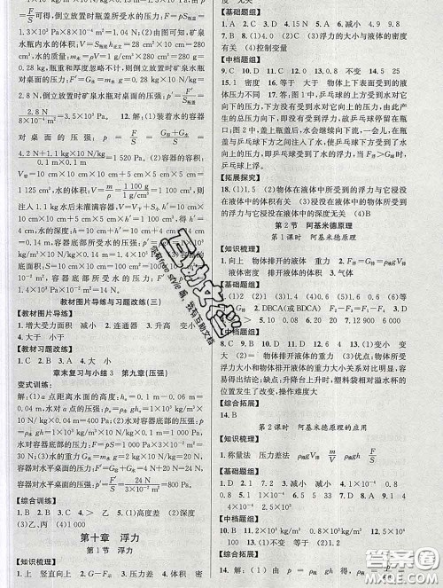 安徽师范大学出版社2020新版课时夺冠八年级物理下册人教版答案 安徽师范大学出版社2020新版课时夺冠八年级物理下册人教版答案