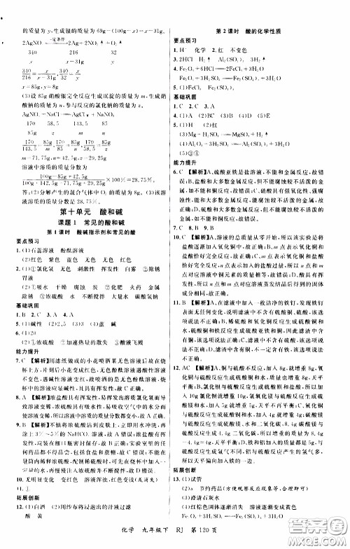 品至教育2020年一线课堂化学九年级下册人教版RJ参考答案