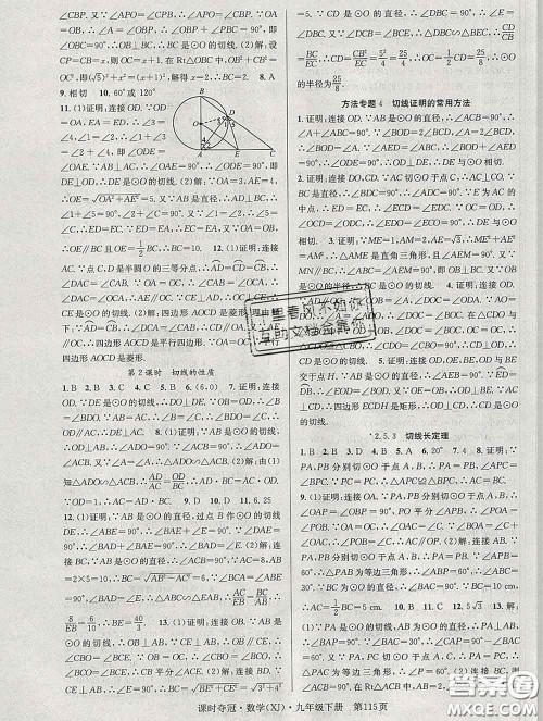 安徽师范大学出版社2020新版课时夺冠九年级数学下册湘教版答案